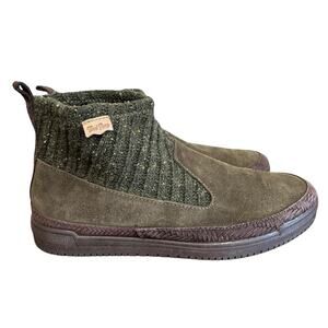 Toni Pons Women’s Green Gigi Ankle Booties Suede Knit Slip On Size EU 39 NEW